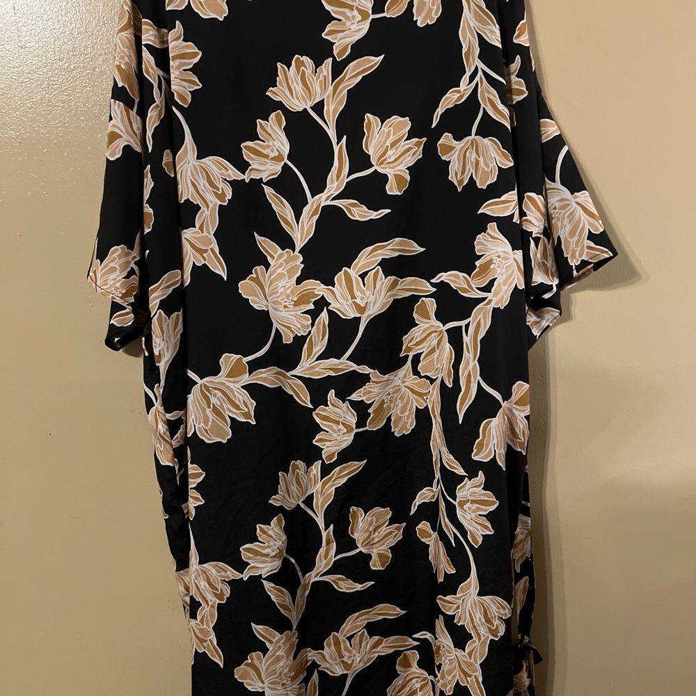 Maison Du Soir Selena Kimono S/M Black Gold Floral Belt Duster Jacket Robe J7 - Picture 8 of 12